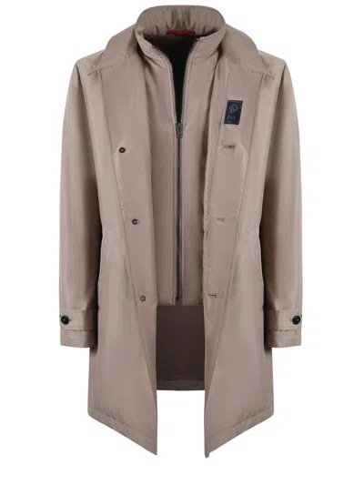 Fay Waterproof Nylon Down Jacket Coat In Beige