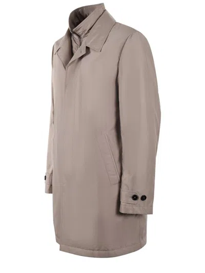 Fay Waterproof Nylon Down Jacket Coat In Beige