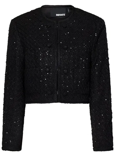Rotate Birger Christensen Chic Boucle Loop Crop Jacket In Black