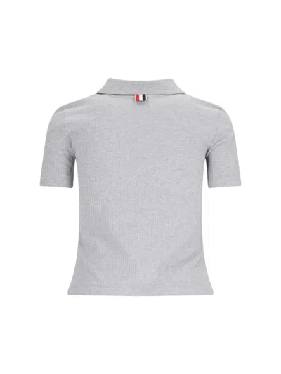 Thom Browne Three Stripes" Knit Polo - Gray In Grey