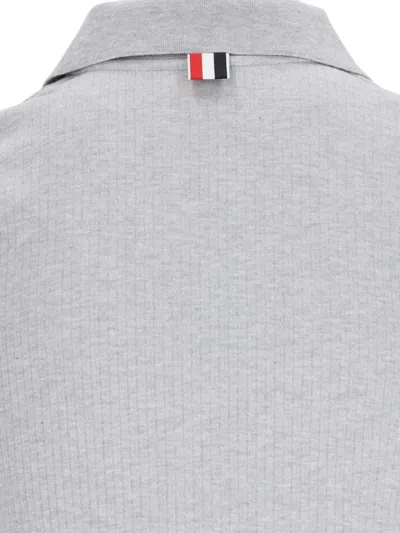 Thom Browne Three Stripes" Knit Polo - Gray In Grey