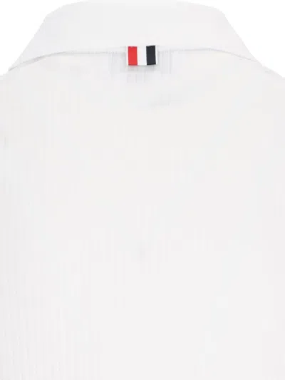 Thom Browne Three Stripes" Knit Polo - White In White