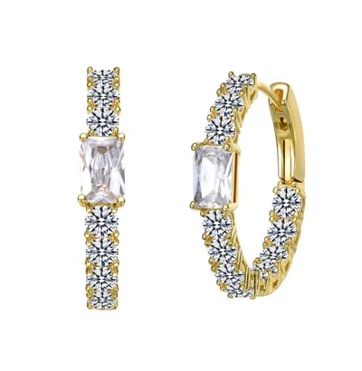 Rachel Glauber 14k Gold Plated With Colored Cubic Zirconia Inside-out Hoop Earrings In Gold