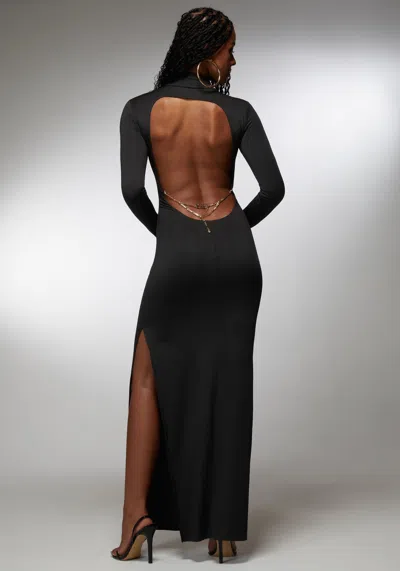 Bebe Open Back Chain Maxi Dress In Black