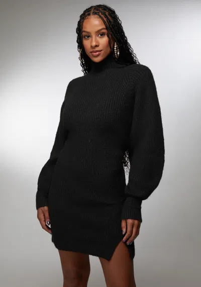 Bebe Oversized Sweater Dress In Black