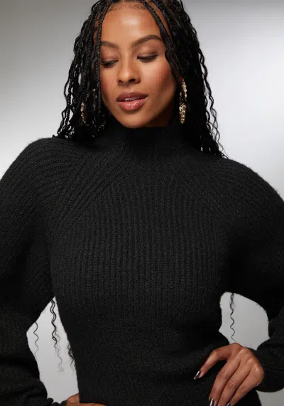 Bebe Oversized Sweater Dress In Black