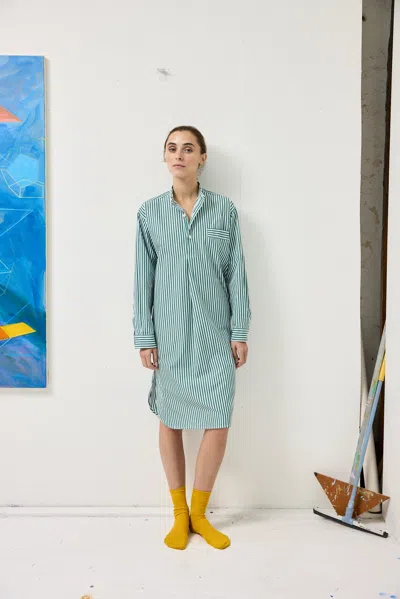 Alex Mill Schostal X  Nightshirt In Green Stripe