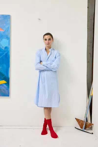 Alex Mill Schostal X  Nightshirt In Sky Blue Stripes