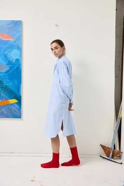 Alex Mill Schostal X  Nightshirt In Sky Blue Stripes