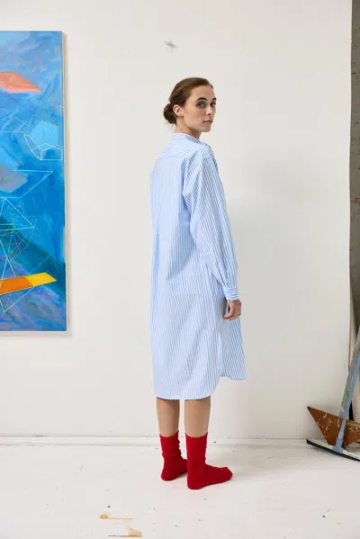 Alex Mill Schostal X  Nightshirt In Sky Blue Stripes