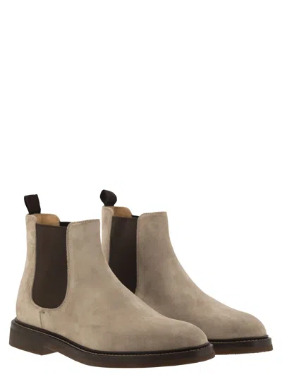 Shop Brunello Cucinelli Chelsea Boot In Suede