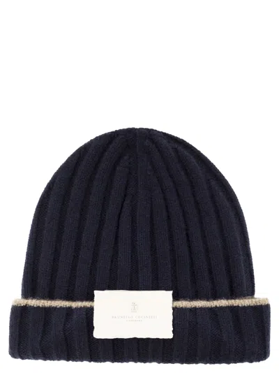 Shop Brunello Cucinelli English Rib Cashmere Knit Beanie