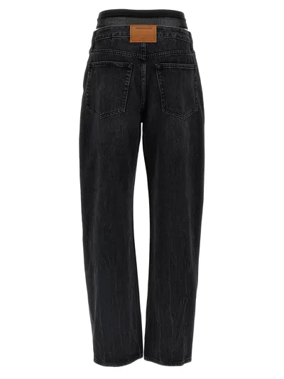 Alexander Wang Slit Hem Prestyle Hotfix Mesh Undie Jeans In Black