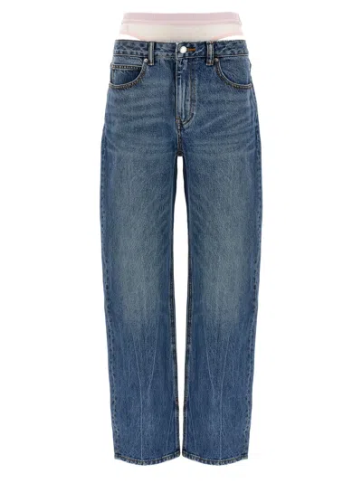Alexander Wang Slit Hem Prestyle Hotfix Mesh Undie Jeans Light Blue