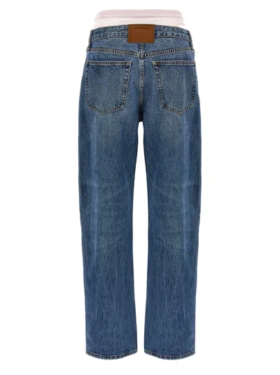 Alexander Wang Slit Hem Prestyle Hotfix Mesh Undie Jeans Light Blue