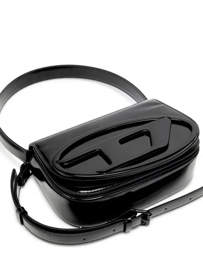 Diesel 1dr Mirror Leather Shoulder Bag In Black