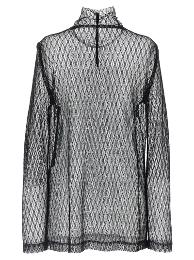 Dolce & Gabbana Delicate High Neck Mesh Blouse In Black