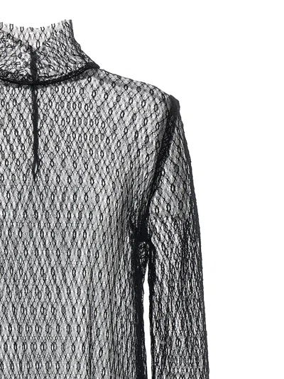 Dolce & Gabbana Delicate High Neck Mesh Blouse In Black