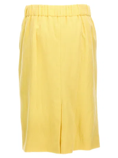 Dries Van Noten 'safya' Skirt With Back Slit And Side Pockets In Yellow
