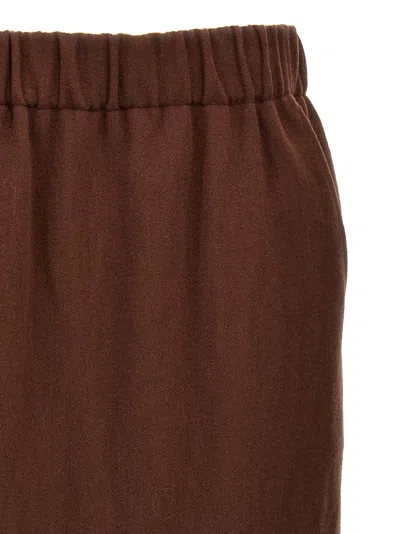 Dries Van Noten Elastic Waistband Skirt Knee-length Side Pockets In Brown