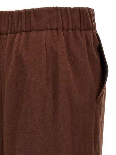 Dries Van Noten Elastic Waistband Skirt Knee-length Side Pockets In Brown