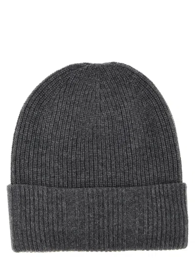 Fendi Logo Cap With Fold-over Cuff And Ribbed Texture