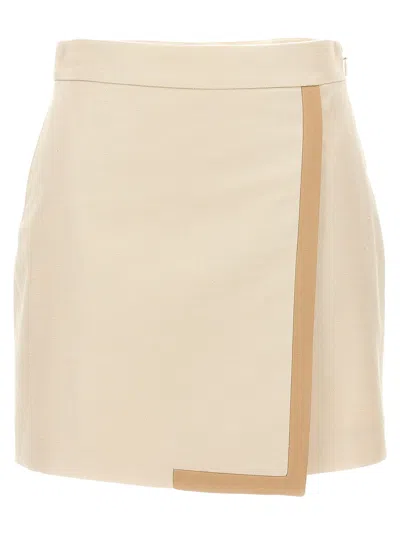 Fendi Contrast Trim Skirt In Neutral