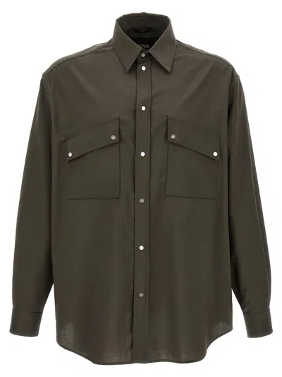 Fendi Wool Shirt With Back Yoke And Chest Pockets