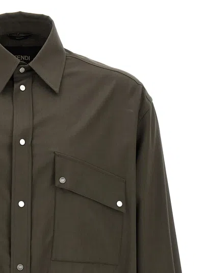 Fendi Wool Shirt With Back Yoke And Chest Pockets