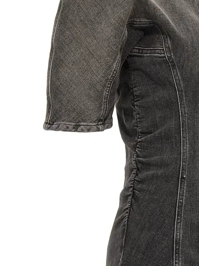 Ganni Ruched Side Fitted Dress With Short Sleeves