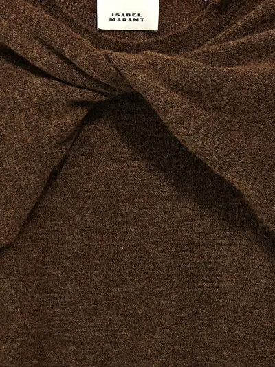 Isabel Marant 'kern' Twist Detail Knit Sweater In Burgundy