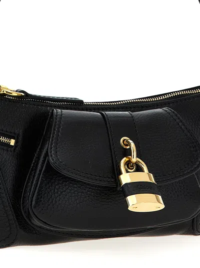 Chloé The 99 Embellished Textured-leather Shoulder Bag In Black