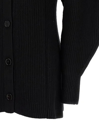 Jil Sander Black Wool Cardigan With Buttons In Black