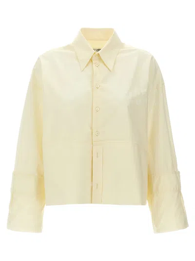 Mm6 Maison Margiela Mm6 By Maison Margiela Cotton Shirt With Front Logo Print In Neutral