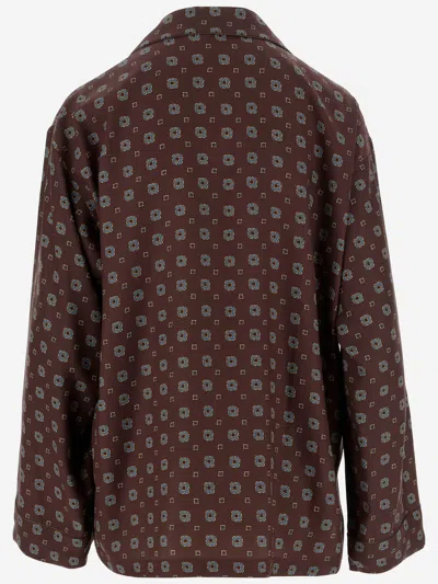 Moschino Brown Silk Patterned Shirt In Brown