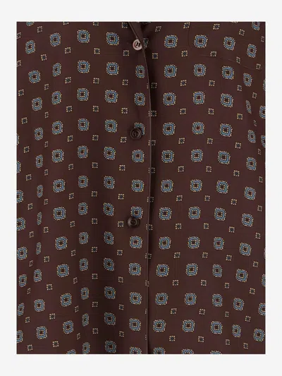 Moschino Brown Silk Patterned Shirt In Brown