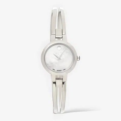 Movado Museum Amorosa Women's 0607357 Mother Of Pearl Stainless Steel Watch 24mm In Silver