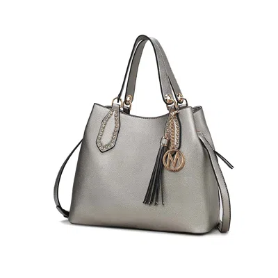 Mkf Collection By Mia K Lana Hobo Shoulder Handbag Vegan Leather In Silver