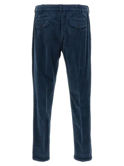 Pt Torino Velvet Tapered Trousers In Blue