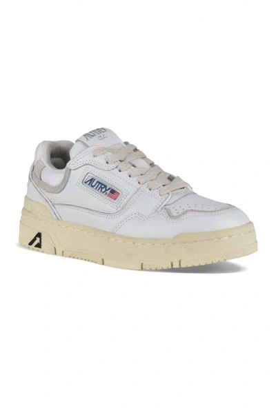Autry Silver And White Low Top Sneakers With Logo Patch In Metallic Leather Woman In White