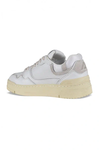Autry Silver And White Low Top Sneakers With Logo Patch In Metallic Leather Woman In White