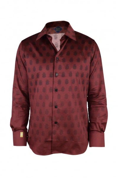 Shop Billionaire Men Ls Milano All Over Shirt In Red