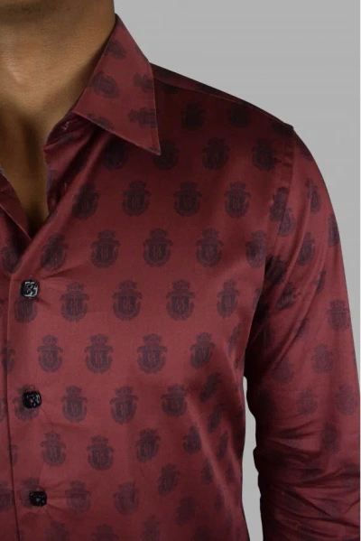 Shop Billionaire Men Ls Milano All Over Shirt In Red