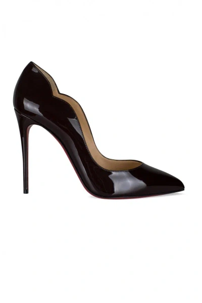 Christian Louboutin Hot Chick Black Patent Leather Pumps In Brown