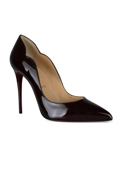 Christian Louboutin Hot Chick Black Patent Leather Pumps In Brown