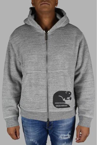 Dsquared2 Heather Gray Zip Cardigan With Graphics In Gray