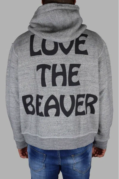 Dsquared2 Heather Gray Zip Cardigan With Graphics In Gray