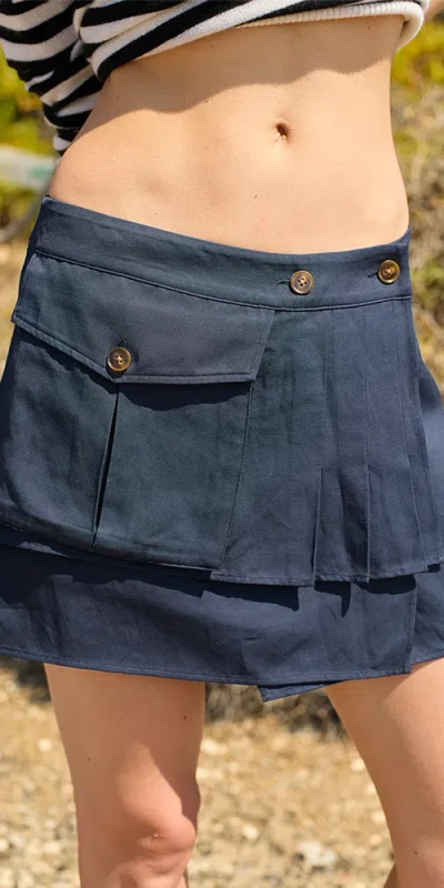 Ciao Lucia Oskar Twill Mini Skirt Navy