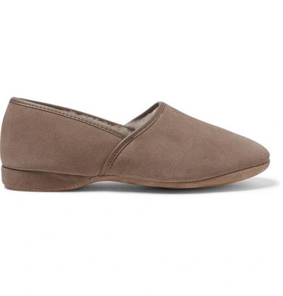 Derek Rose Crawford Shearling-lined Suede Slippers In Neutrals