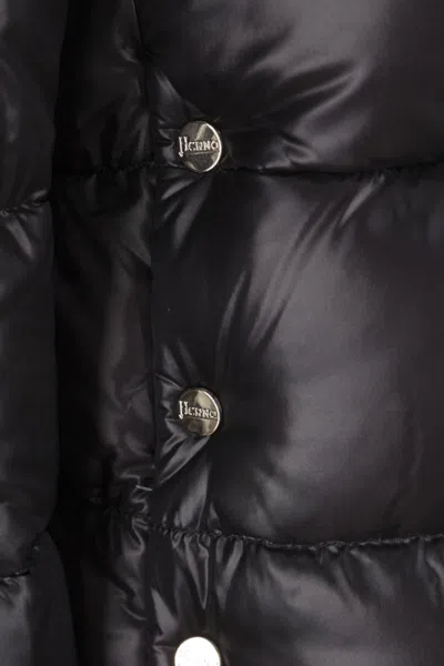 Herno Puffy Black Coat With Glossy Finish And High Collar In Black